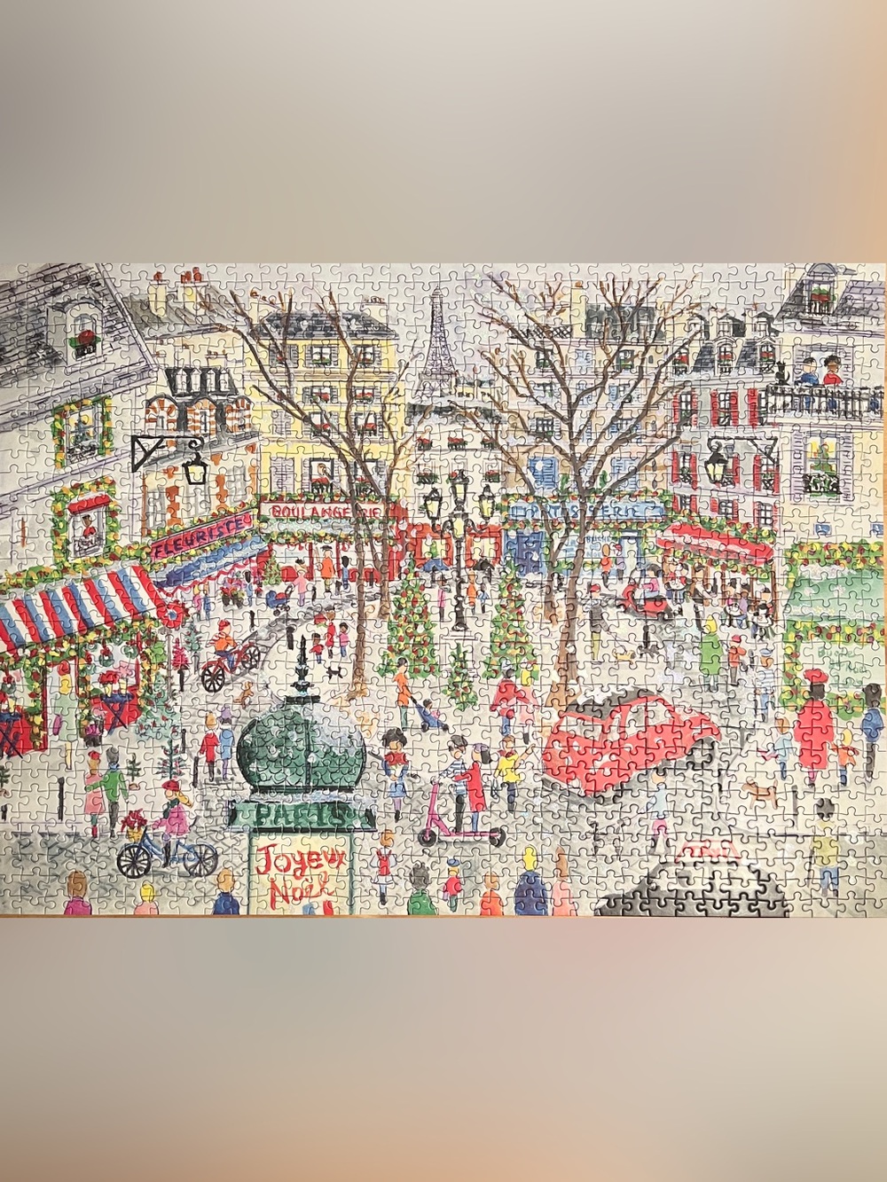 Galison Christmas in Paris 1000-Piece Foil Puzzle Michael Storrings - Picture 2 of 4